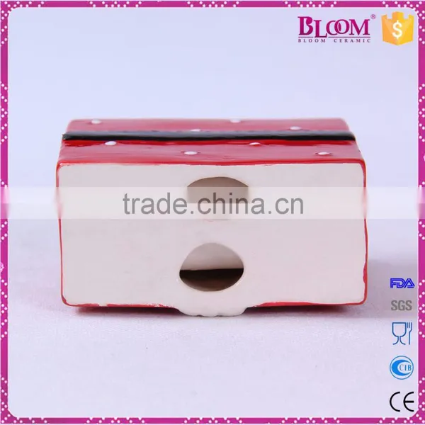 Red Christmas Tableware Ceramic Oblong Napkin Holder photo-5