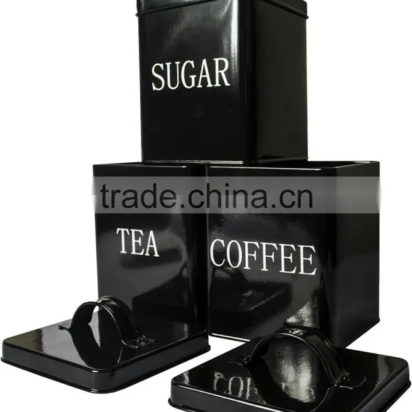 Square Kitchen Metal Sealed Coffee Tea Sugar Tin Canister photo-2