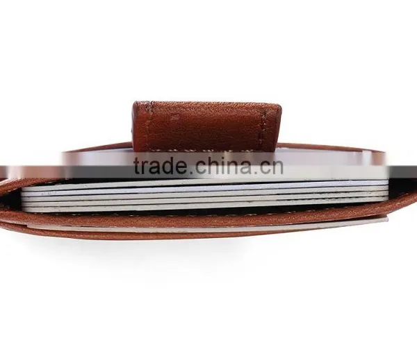 2017 RFID Blocking Premium Top Grain Leather Pull Tab Slim Card Holder Thin Minimalist Front Pocket Wallet With High Capacity photo-5