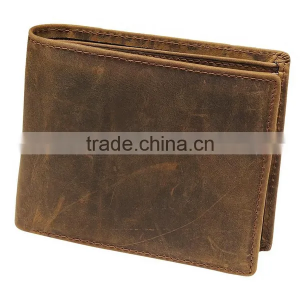 Manufacture Crazy Horse Leather Short Men's Wallet With ID Card Holder photo-4