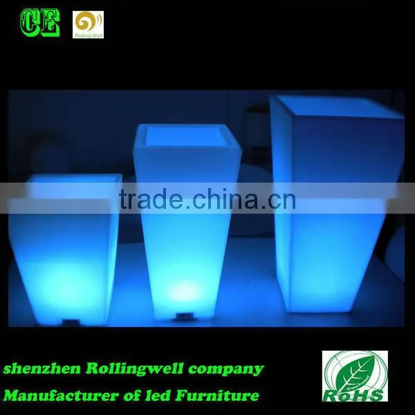 LED Large Garden Flower Pots Blue /led Plastic Small Cube Led Flower Pot Indoor Flower Pot photo-4
