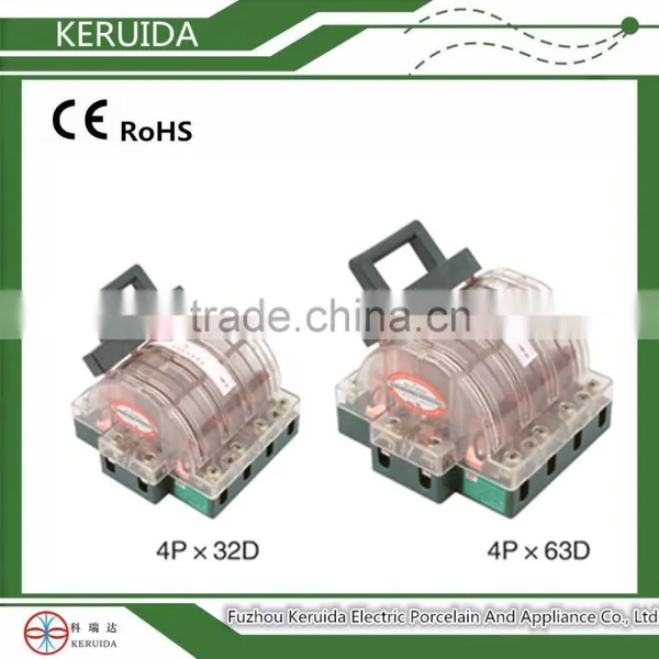 Double Throw 3 Pole 100A Porcelain Knife Switch photo-2