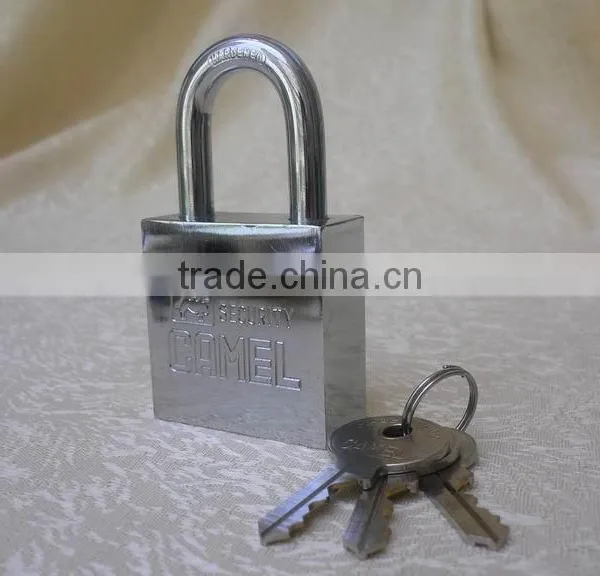 Wholesale Solid Square stainless Steel padlock with Chromed finish and hardened steel shackle