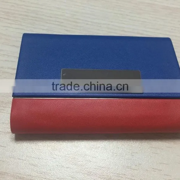 Double Sides pu Leather&Metal Personalized Leather Business Card Holder Portable Business Card Holder photo-2