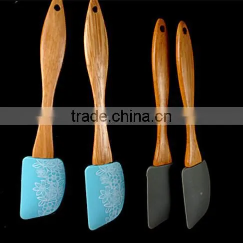 12083 Silicone Spatular Scraper Silicone Cream Spatular With Wooden Handle photo-6