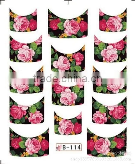 French Half Watermark Fiower Painting Nails Stick ,DIY Fashion Nail Art photo-3