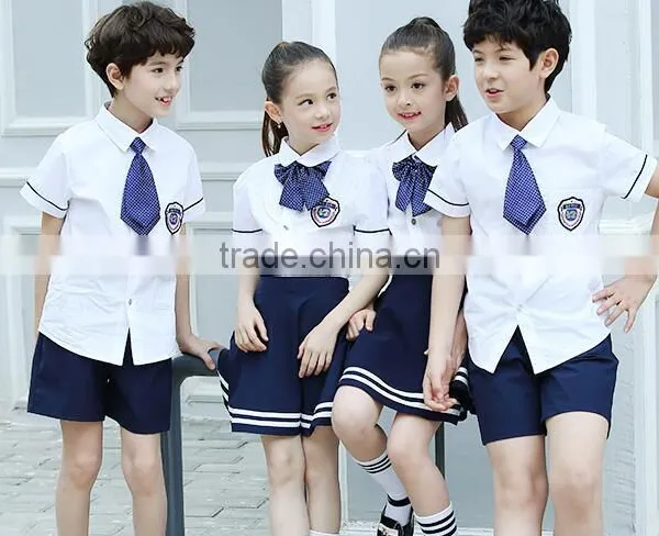 Manufacturers White and Dark Blue School Uniform Design for UK Primarty photo-4