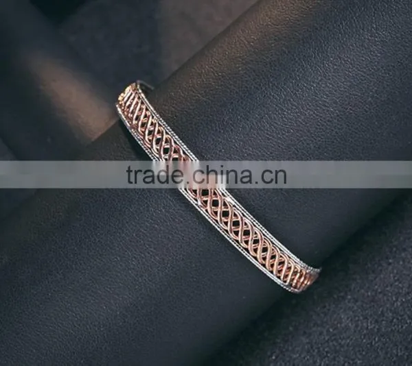 Fashion Design 925 Sterling Silver Knit Bangle Bracelets photo-2
