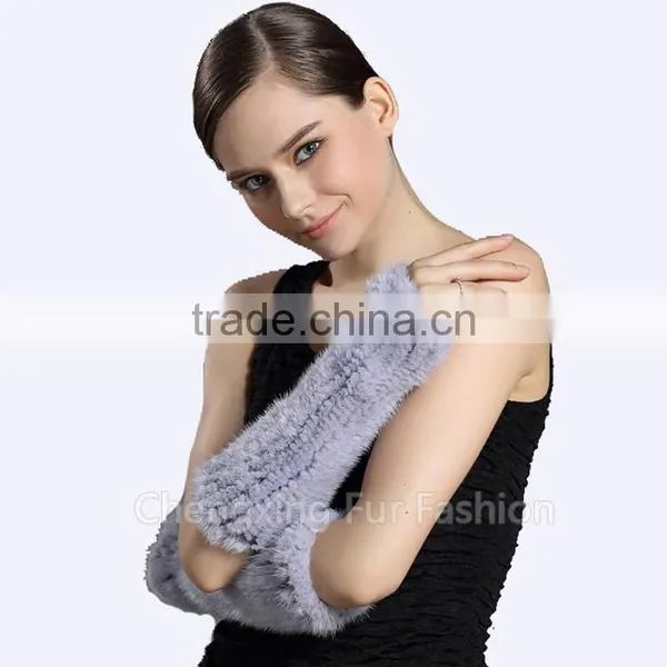 CX-A-68C Women Fashion Winter Warm Genuine Mink Fur Leather Golves photo-3