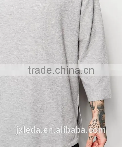 Oversized Longline 3/4 Sleeves 100% Cotton Men T-shirt China Factory Wholesale photo-3