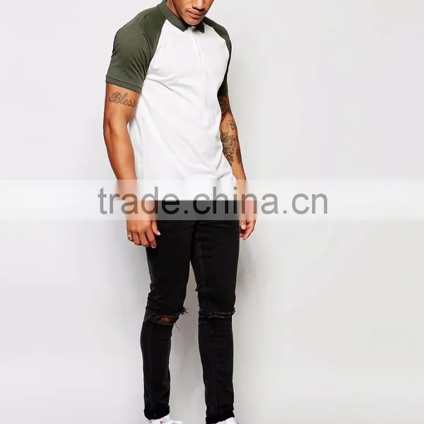 New Design Cheap Price Casual Summer Plain 180g 100% Cotton Short Sleeve Contrast Color Sleeve Mens POLO T-Shirt photo-4