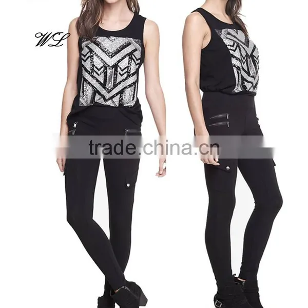 Women Double Zipper Military Cargo Legging Super Stretch Pant photo-2
