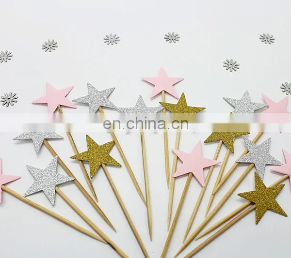 Colorful Stars Cupcake Topper Birthday Party Wedding Cake Decorations photo-6