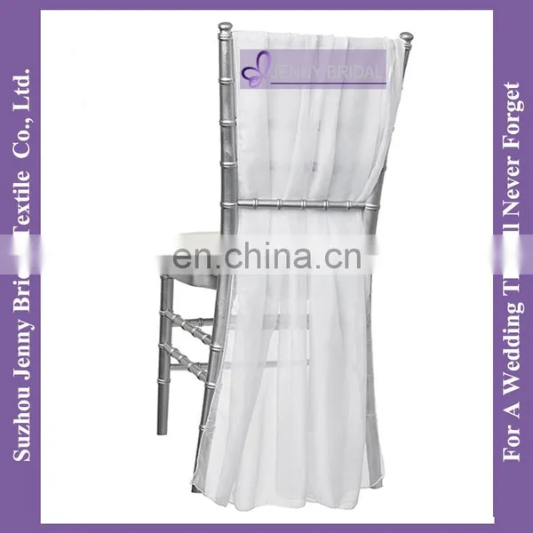 C214C Ivory Chiffon Sashes Wedding Decoration Organza Flower Chair Sash photo-2