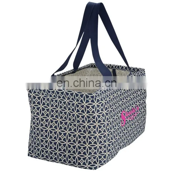 XD1019 Utility Tote Folding Stripe Canvas Beach Tote Bag Wholesale photo-4