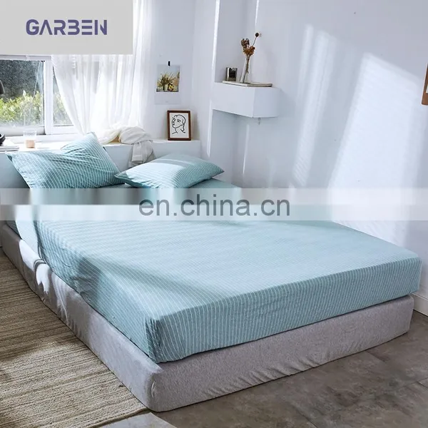 100% Cotton Knit Fabric Fitted Sheet Mattress Protector Queen Size Mattress Cover Four Side Elastic photo-5