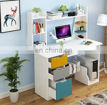 Bedroom Furniture Computer Laptop Desk Wooden Study Learning Small Modern Simple Computer Table Desk With Shelves photo-3