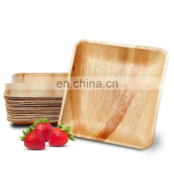 Romantic Disposable Biodegradable Areca Palm Leaf Wooden Bamboo Plate for Party photo-3