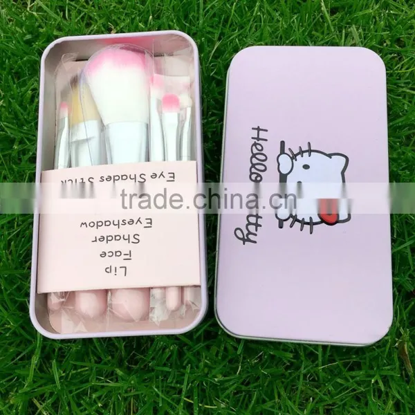 Hot Sell 7 Pcs Cute Pink Hello Kitty Foundation Makeup Brushes,Factory Supply Makeup Brush Set photo-4