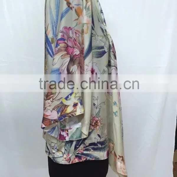 2016 New Silk Printed Elegant Latest Design Ladies Tops photo-3