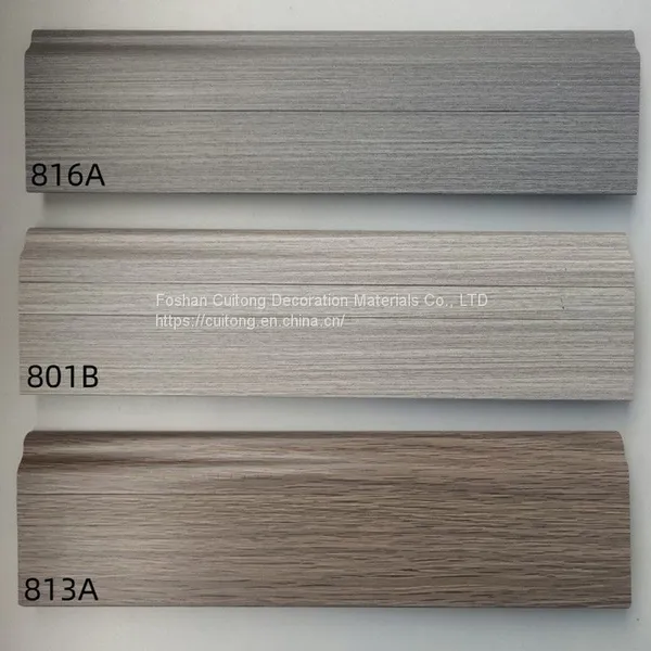 Foshan Wholesale 80mm Hidden Nail Baseboard Waterproof Baseboard Manufacturer Direct Sales PVC Coated Non-paint Wood Grain Baseboard photo-5