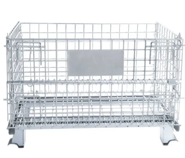 Industrial Warehouse Storage Stackable Galvanised Steel Wire Mesh Collapsible Stillage Cage