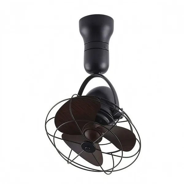 Vintage Industrial Cage Ceiling Fan With Walnut Finish Blades | B2B Factory