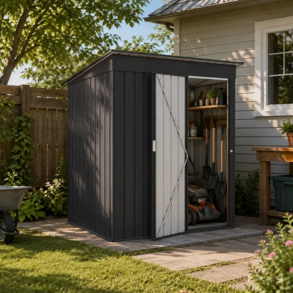 LERYOU Galvanized Steel Garden Tool Shed for Outdoor Storage