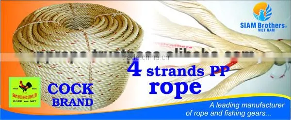 various color 4 strands pp rope with UV protection and waterproof