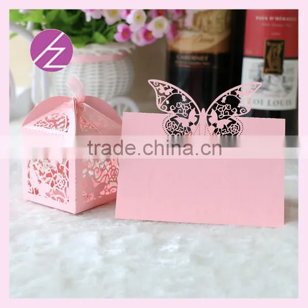 Free Logo Free Sample Laser Cut Customizable Style Beautiful Butterfly Wedding Favor Candy Box and Wedding Favors Seat Card ZH-6