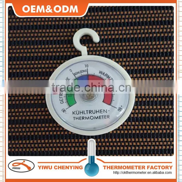 Plastic Round White With Hook Interior Fridge/freezer Thermometer With Red Arrow Color Option Cheap Price Accurate Temperature