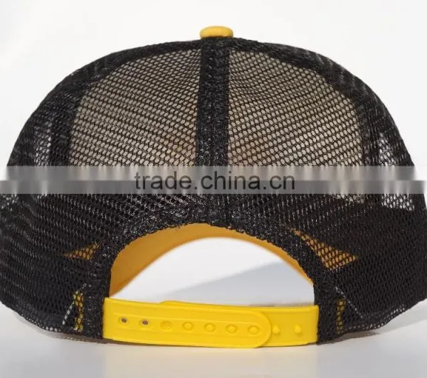 Yellow Polyester Foam Snapback Hat With String photo-4