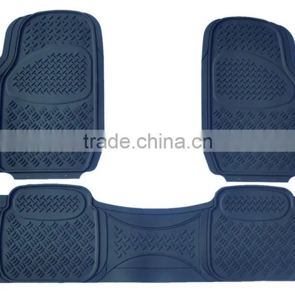 Universal Fit Diamond Design Black Large Automotive Runner PVC Rubber Car Mat photo-2