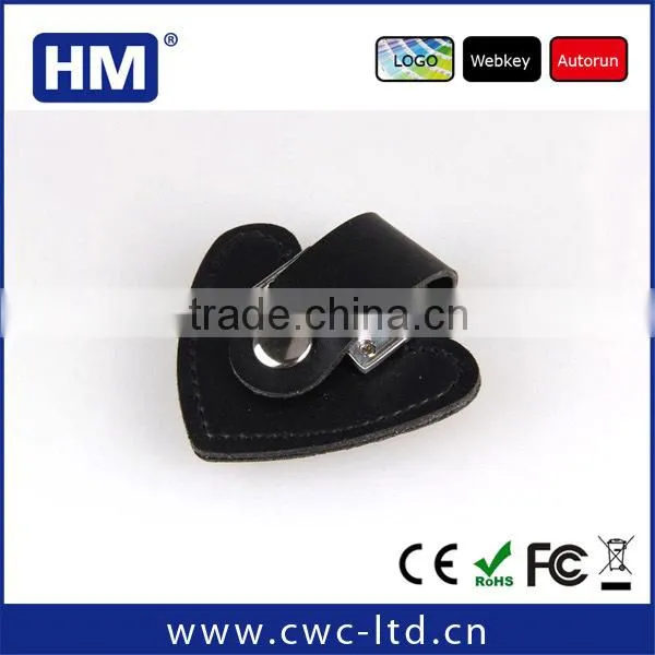 Top Selling USB Leather Usb Flash Drive With Logo Solution Heart Shape Usb With Full Capacity