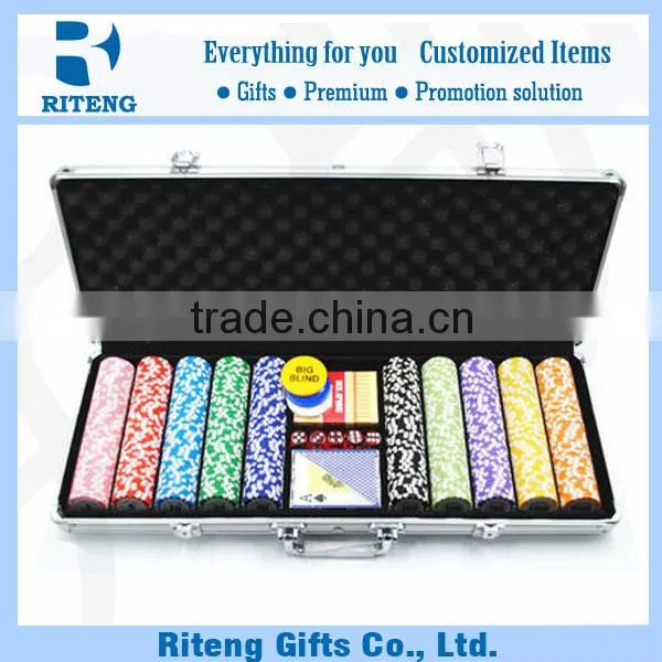 Poker Chips 500 With Playing Card And Dice And Dealer