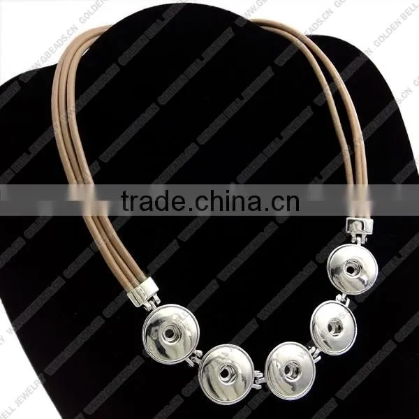 LJ0136 Diy Snap Button Necklace Jewelry,madam Jewellery Leather Necklace,alloy & Brass Jewelry