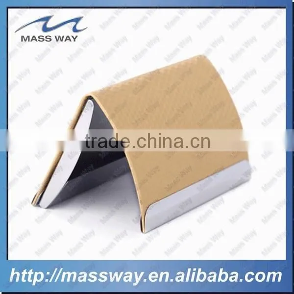 Luxury Fashion Business Credit Metal PU Brown Leather Pocket Card Holder photo-2