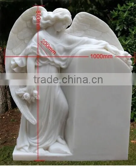 Standing Angel White Marble Headstone