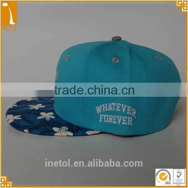 Promotional 6 Panel Polyester Cotton Printed Custom Floral Snapback Baseball Cap photo-3