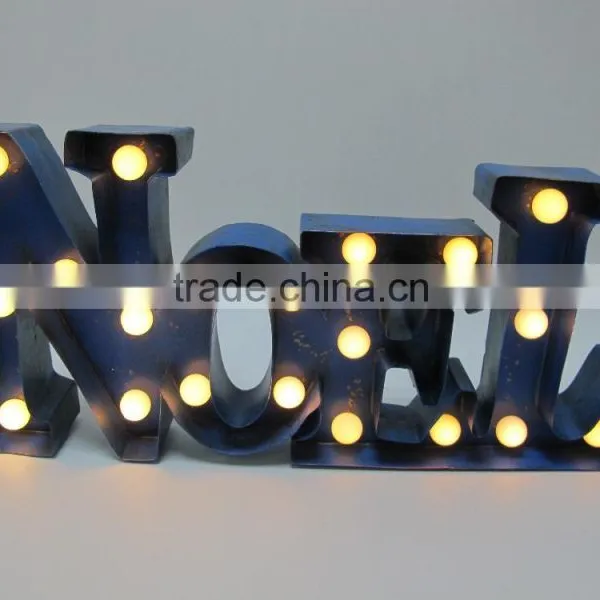 Decorative Vintage Metal Noel LED Marquee Light