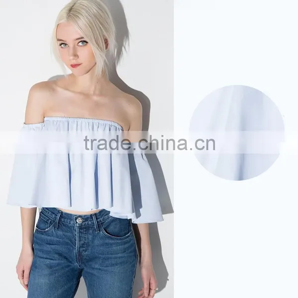 Summer Sexy off Shoulder Loose Fit Plain Short Sleeve Blouse photo-2