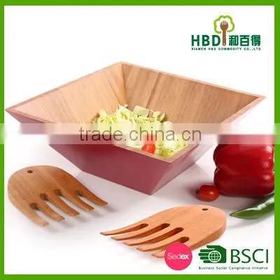 Red Bamboo Salad Bowl photo-2