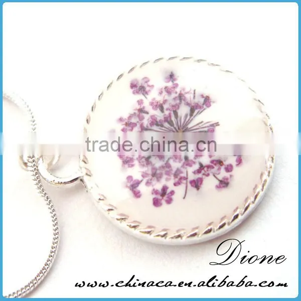 2015 Round 14mm /20mm/25mm Real Dried Flower Resin Cabochon Pendant photo-4