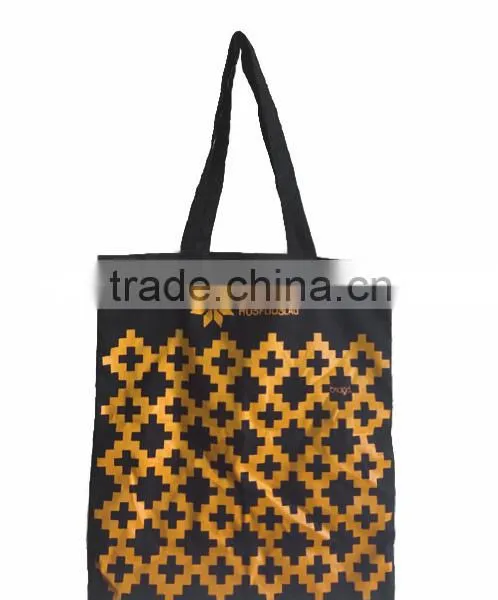 Custom Checp Black Printed Canvas Tote Shopping Bag(CAS15-040) photo-5