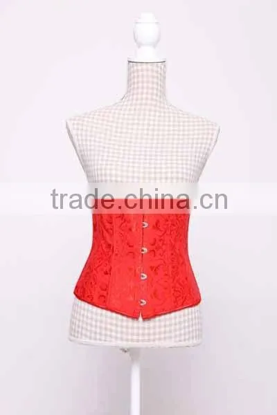 Accept Paypal Wholesale Women Underwear Brocade Sexy Red Mature Corset photo-3