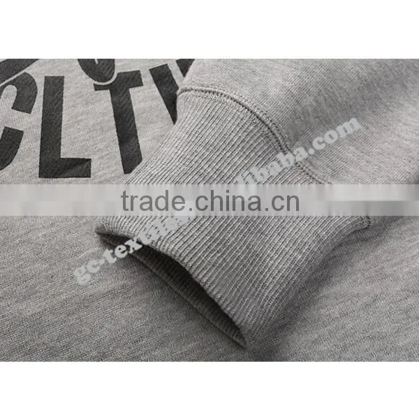 Men's Printed Round Neck Grey-Melange Fleece Sweater photo-4
