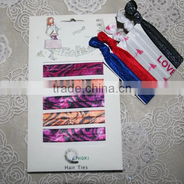 Print Fold Over Elastic for Hair Ties Supply /2015 Fashion Satin Hair Ties photo-6