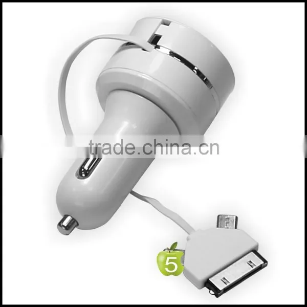 Good Quality USB Car Charger With Retracted 3-in -1 Cable photo-3