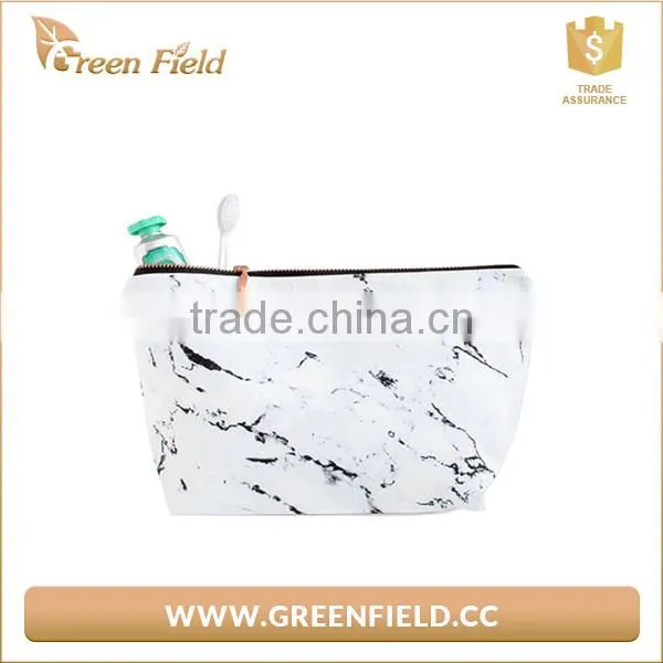 Fashion Washable Kraft Paper Marble Cosmetic Bag Travel Plain Toiletry Makeup Bag for Women photo-2