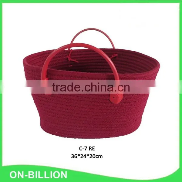 Woven Cotton Red Wholesale Basket Bag photo-2